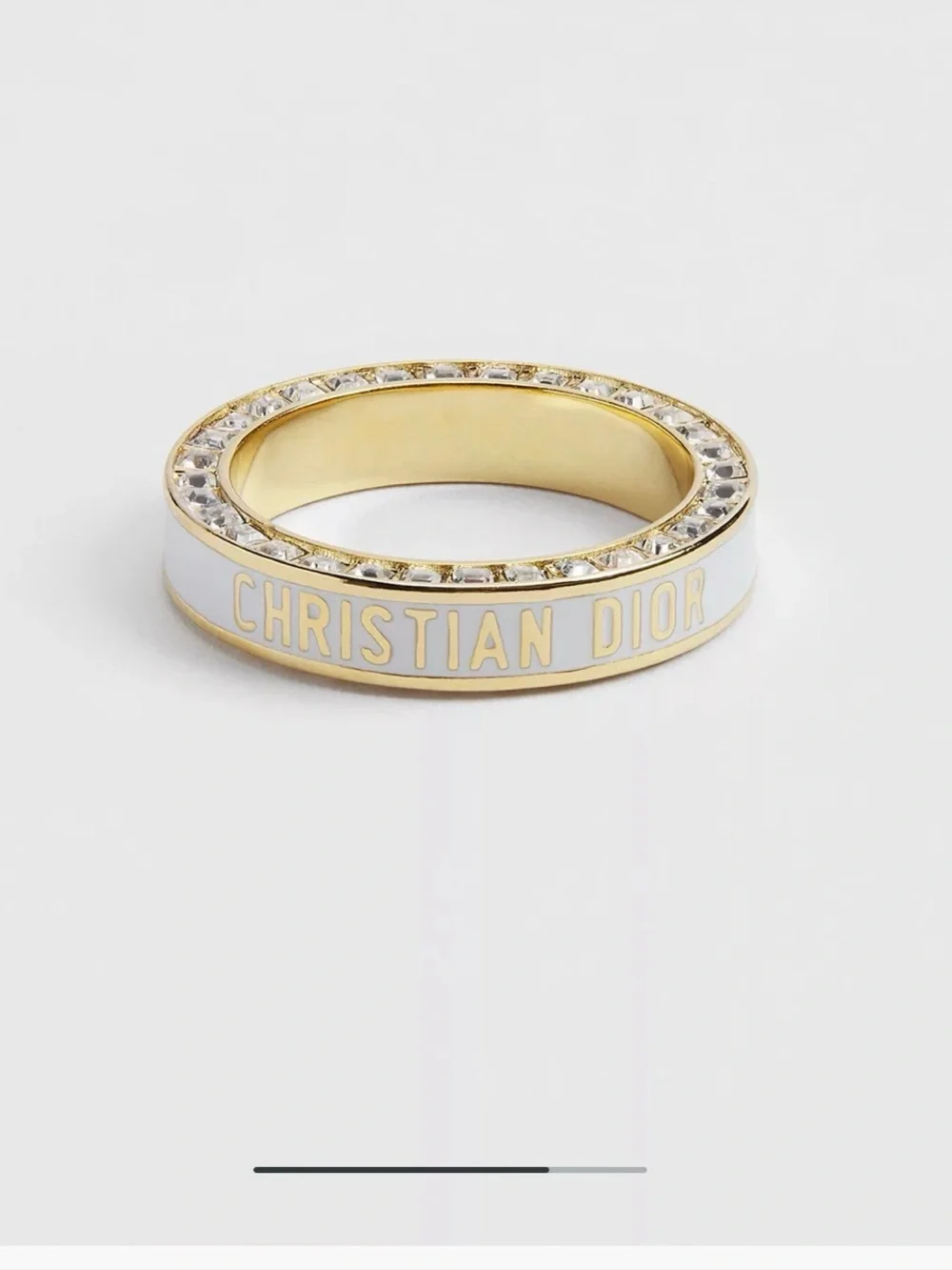 Dior Gold and White Crystal-Trim Band Ring